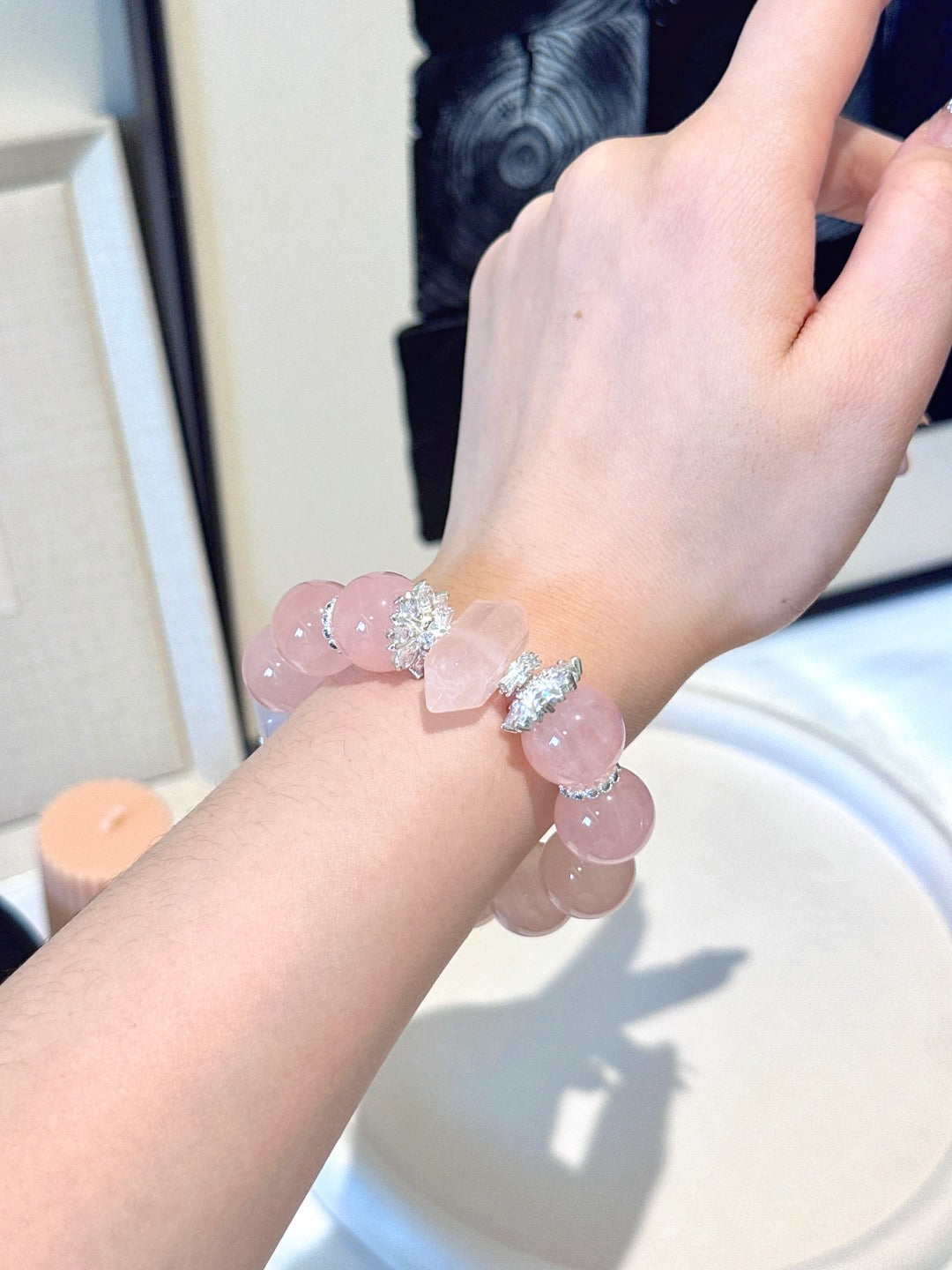 ▫️▪️ Pink crystal double-pointed bracelet